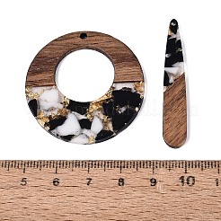 16Pcs 8 Styles Transparent Resin & Walnut Wood Pendants&nbsp;RESI-N053-06