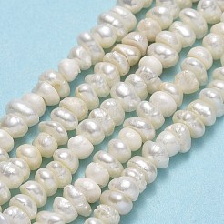 天然養殖淡水パールビーズ連売り  ケシパールビーズ  ナゲット  リネン  4~5.5x3.5~4x3~3.5mm  穴：0.6mm  約129~130個/連  13.78''（35センチメートル）&nbsp;PEAR-A005-26
