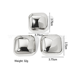 女性用スクエア合金スタッドピアス＆リングセット  銀  37.5x37.5mm&nbsp;FS-WGD4DB0-02