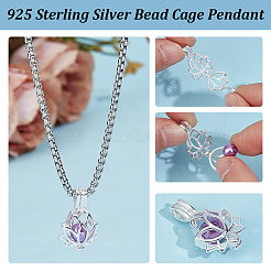 1Pc 925 Sterling Silver Bead Cage Pendants&nbsp;FIND-PH0026-28