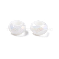 ガラスヨーロピアンビーズ  大穴ビーズ  ABカラーメッキ  多面カット  ロンデル  ホワイト  13~14x7.5~8mm  穴：5.5~6mm&nbsp;GPDL-N005-A14mm-A02