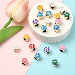 UVメッキアクリルヨーロピアンビーズ20個  エナメル  大穴ビーズ  ミックスカラー  花  ミックスカラー  10.5x11x8mm  穴：5mm&nbsp;OACR-YW0003-67