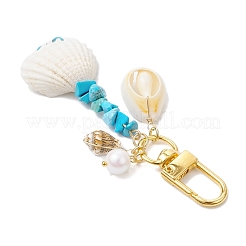 4Pcs 4 Styles Synthetic Turquoise Chip Bead and Shell Pendant Decorations&nbsp;HJEW-JM02915