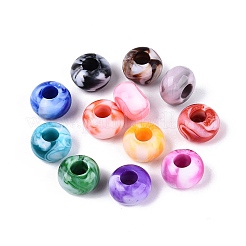 ツートンカラーの不透明アクリルヨーロピアンビーズ  ロンデル  大穴ビーズ  ミックスカラー  13.5~14x8~8.5mm  穴：5.5mm  約549個/500g&nbsp;OACR-Q200-22