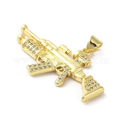 Rack Plating Brass Micro Pave Cubic Zirconia Pendants&nbsp;KK-C052-08B-G