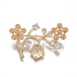 Brass Brooch Findings&nbsp;KK-L180-041G