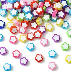 200Pcs 8 Colors Transparent Flower Acrylic Beads&nbsp;TACR-YW0001-91