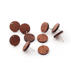 Coconut Brown Wood Stud Earring Findings&nbsp;EJEW-CJC0001-13