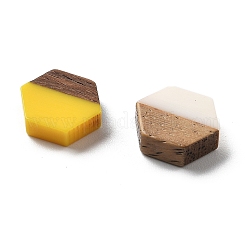 樹脂とクルミのカボション  六角  ミックスカラー  10x11.5x3mm&nbsp;CRES-R460-01