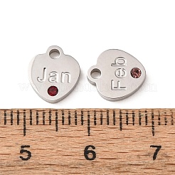 Birthday 304 Stainless Steel Micro Pave Cubic Zirconia Charms&nbsp;CU-CBA9CF9-01P