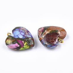 Synthetic Gold Line Regalite/Imperial Jasper/Sea Sediment Jasper Pendants&nbsp;G-T111-03A