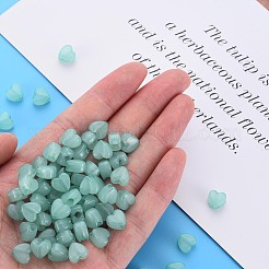 模造ゼリーアクリルビーズ  ハート  ミディアムアクアマリン  8x8.5x5.5mm  穴：2.5mm  約2030個/500g&nbsp;MACR-S373-95-EA02