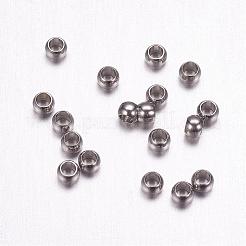 変色しにくい316サージカルステンレススチール製クリンプビーズ  ロンデル  ステンレス鋼色  2x1.5mm  穴：1mm&nbsp;STAS-F117-03P