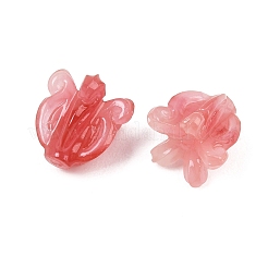 合成サンゴ刻まれたビーズ  染め  花  淡いバイオレットレッド  11.5~12.5x12mm  穴：1.2~1.4mm&nbsp;BSHE-P034-01D