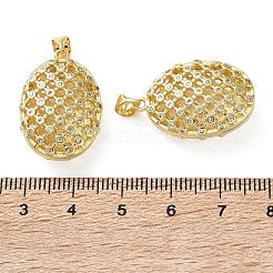 真鍮マイクロパヴェクリアキュービックジルコニアペンダント  楕円形のチャーム  18KGP本金メッキ  25x17x8mm  穴：3.5x4.5mm&nbsp;KK-D221-19G-04