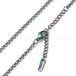 Ion Plating(IP) 304 Stainless Steel Rolo Chain Necklace for Men Women&nbsp;NJEW-K245-022D