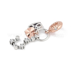 Brass Pendants with Cubic Zirconia European Beads&nbsp;LS-KK-Q015-01F
