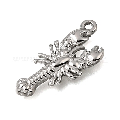 304ステンレスペンダント  ロブスターチャーム  ステンレス鋼色  25x11x2.5mm  穴：1.6mm&nbsp;STAS-K322-27P