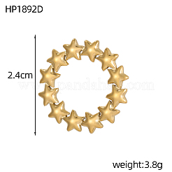 304ステンレススチールリンクリング  スター  イオンプレーティング（ip）  14KGP本金メッキ  24x24mm&nbsp;STAS-OY006-90G