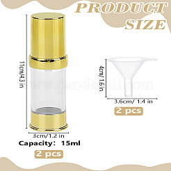 プラスチックポンプボトル2個  アルマイトカバーとファンネルホッパー2個付き  ゴールドカラー  2.95x11.4cm  容量：15ml（0.51fl.oz）&nbsp;MRMJ-LP0004-45