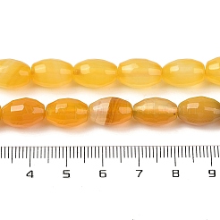 天然イエロー瑪瑙ビーズ連売り  染め＆加熱  多面カット  オーバル  ゴールド  12x7.5~8mm  穴：1.2mm  約32個/連  14.96''（38センチメートル）&nbsp;G-Q194-B01-01C