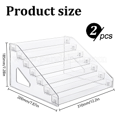 7層長方形プラスチックバッジオーガナイザーディスプレイライザー  透明  31x30x18.5cm&nbsp;LS-ODIS-WH0079-097