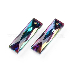 ガラスチャーム  多面カット  長方形  ミックスカラー  25x7x5mm  穴：1.4mm&nbsp;RGLA-G077-I01-M2