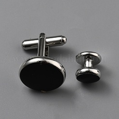 男性用真鍮エナメルカフスボタン8個  フラットラウンド  プラチナ  10~20.5x10~18mm&nbsp;FIND-WH20007-37
