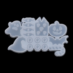 ハロウィンテーマのゴースト/キャンディ/コウモリ DIY シリコンモールド  レジン型  UVレジン用  エポキシ樹脂工芸品作り  ホワイト  125x73x7mm  内径：6.5~36.5x12~37.5mm&nbsp;DIY-F143-03