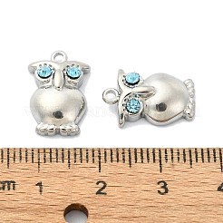 304ステンレスペンダント  ラインストーン付き  フクロウのチャーム  ステンレス鋼色  15.5x10.5x4mm  穴：1.6mm&nbsp;STAS-L022-338P