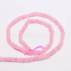 染め天然マレーシアジェイド翡翠ロンデルビーズ連売り  多面カット  パールピンク  4x2~3mm  穴：1mm  約110~115個/連  13.5インチ&nbsp;G-E316-2x4mm-32