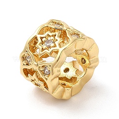 Brass Micro Pave Cubic Zirconia Hollow Rondelle European Beads&nbsp;KK-M248-05G