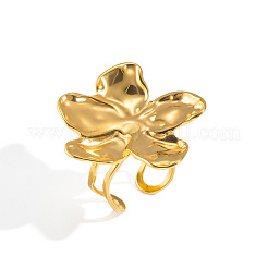 304 Stainless Steel Flower Cuff Rings&nbsp;QT8325-2