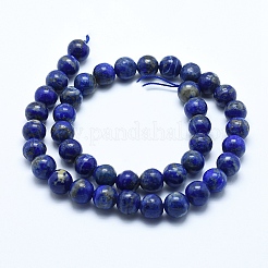 天然石ラピスラズリビーズ連売り  ラウンド  6mm  穴：0.8mm  約59~61個/連  15インチ（38cm）&nbsp;G-E483-17-6mm