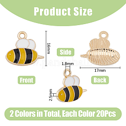 40Pcs 2 Colors Light Gold Plated Alloy Pendants&nbsp;ENAM-DC0014-97