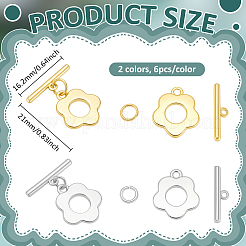 真鍮トグル留め具 12色 2個  花  21x16.2mm  6個/カラー&nbsp;KK-BC0015-49B