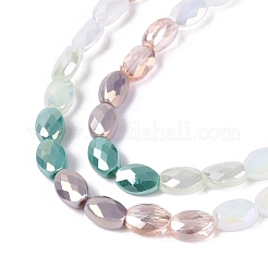 Electroplate Imitation Jade & Opaque & Transparent Glass Beads Strands&nbsp;EGLA-Q135-4x6MM-01D