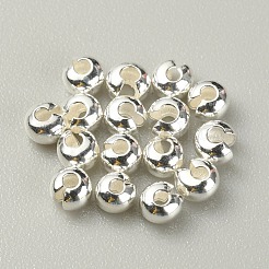 スターリングシルバーのクリンプビーズカバー925個。  フラットラウンド  銀  3x2.5mm  穴：1mm&nbsp;FIND-WH0120-53A