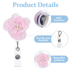 3 個 3 色 ABS プラスチック格納式バッジリール  カードホルダー  プラチナ鉄スナップボタン付き  花  ミックスカラー  93x48x36mm  1pc /カラー&nbsp;AJEW-DC0003-74