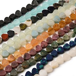 天然＆合成混合宝石ビーズ連売り  ティアドロップ  染めと未染色の混合  6x6x2.5mm  穴：0.5mm  約71個/連  15.55~15.75''（39.5~40センチメートル）&nbsp;G-F801-B-01