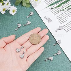 304ステンレススチールチャーム  膨らんだ心  ステンレス鋼色  14x10x3mm  穴：6x2.5mm  10個/箱&nbsp;STAS-UN0013-45P