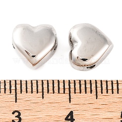 変色しない304ステンレススチールビーズ  ハート  ステンレス鋼色  8.5x8.5x5mm  穴：1.5mm&nbsp;STAS-B070-09P