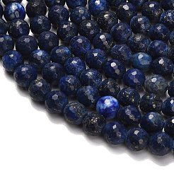 天然石ラピスラズリビーズ連売り  多面カット  染め  ラウンド  8.5mm  穴：1.2mm  約46~49個/連  14.76~15.08インチ（37.5~38.3cm）&nbsp;G-F820-Z01-8mm