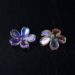 メッキレインボー透明アクリルビーズ  きらめき  花  ミックスカラー  17.5x17.5x4mm  穴：1.8mm&nbsp;TACR-K004-08