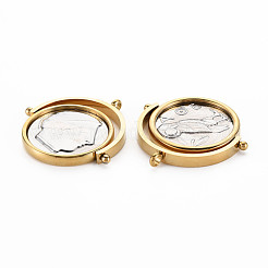 イオンプレーティング（IP）304ステンレスペンダント  フラットラウンド  ゴールドカラー  32x32x3mm  穴：2mm&nbsp;STAS-N097-124