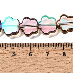 電気メッキ透明ガラスビーズ連売り  花  カラフル  11.5x12x4mm  穴：0.8mm  約35個/連  15.94''（40.5センチメートル）&nbsp;GL-CBA98F0-07B