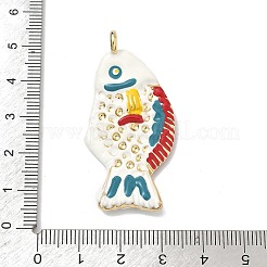 真鍮製エナメルペンダント  魚のチャーム  長持ちメッキ  カドミウムフリー＆鉛フリー  ラックめっき  18KGP本金メッキ  カラフル  46x23x5.5~6mm  穴：3mm&nbsp;KK-Z153-06G-02