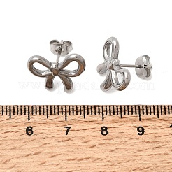 304ステンレススチールスタッドピアス  蝶結び  ステンレス鋼色  13x16mm&nbsp;STAS-B126-13P