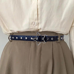 PU Leather Chain Belts with Alloy Star Clasps&nbsp;DIY-WH20007-285A