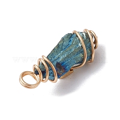 5Pcs 5 Styles Electroplated Natural Quartz Crystal Copper Wire Wrapped Pendants&nbsp;PALLOY-JF03431